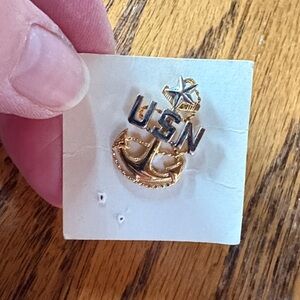 Gold and Silver Anchor USN United States Navy, Pin tack vintage
